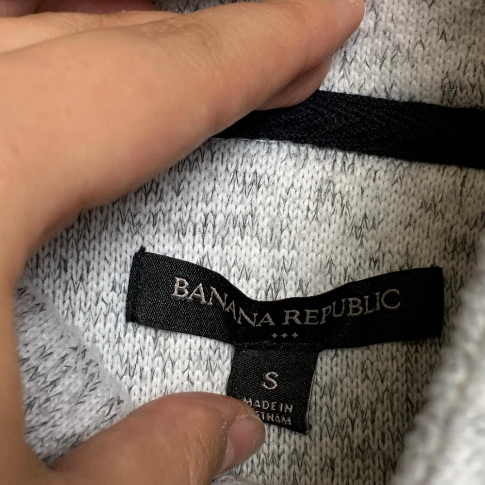 Banana Republic Jacket Mens S Gray Dasera Marled Fleece Fuzzy and Cozy Mock Neck - Picture 6 of 13